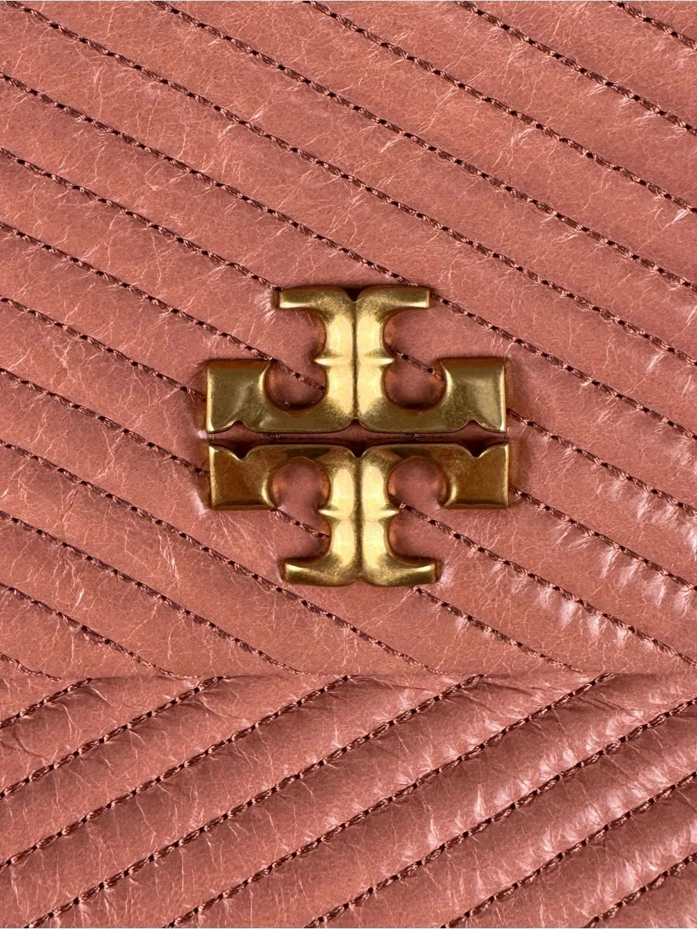 Tory Burch Kira Chevron Convertible Shoulder Bag Pink Leather with Dust Bag